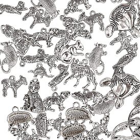 Tibetan Style Alloy Pendants, Mixed Shapes, Animals