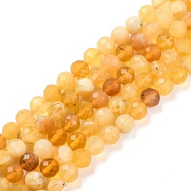 Natural Yellow Opal Beads Strands, Faceted, Round