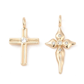 Подвески из латуни с прозрачным фианитом, крестик