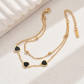 Элегантное сердце 201 двухслойный регулируемый браслет из нержавеющей стали для женщин