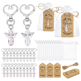 40 шт. ангельские стеклянные подвесные украшения, с поворотными застежками из сплава и подарочными пакетами из бумажного картона и органзы