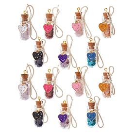 14 шт. 7 подвески из цветных стеклянных бутылок, с натуральной и синтетической крошкой, золотые