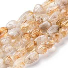 Natural Yellow Quartz Beads Strands, Nuggets, Tumbled Stone