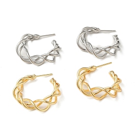Brass Wire Twist Stud Earrings, Half Hoop Earrings