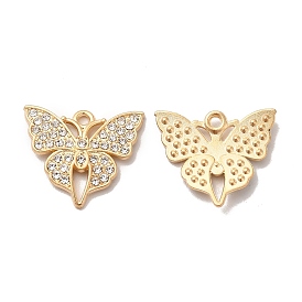 Alloy Rhinestone Pendants, Butterfly Charms