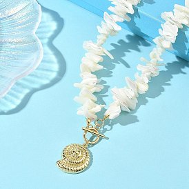 Летний пляжный латунный кулон в форме ракушки, бусы из натуральных кусочков раковины трохида для женщин, белые