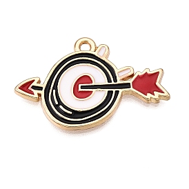 Rack Plating Alloy Enamel Pendants, Cadmium Free & Nickel Free & Lead Free, Light Gold, Target Charm