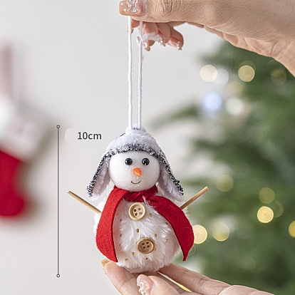 Cute Snowman/Deer Plush & Wood Pendant Decorations, for Christmas Tree Hanging Ornaments