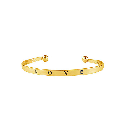 Minimalist LOVE C-shaped Rose Gold Bangle Bracelet for Women