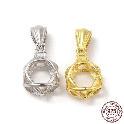 925 Серебряный кулон в клетку, полые круглые прелести, с печатью s925