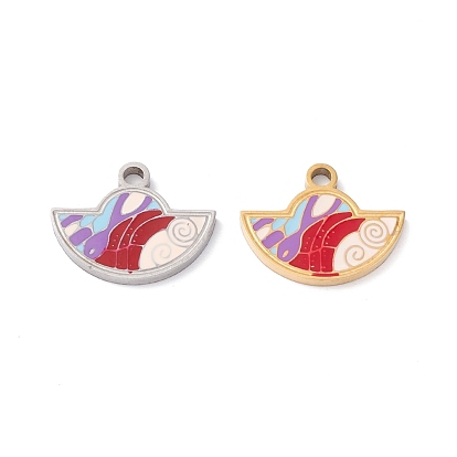 Ion Plating(IP) 304 Stainless Steel Enamel Pendants, Manual Polishing, Fan