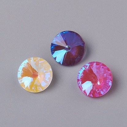 Glass Rhinestone Cabochons, Pointed Back, Faceted, Cone, Fluorescence