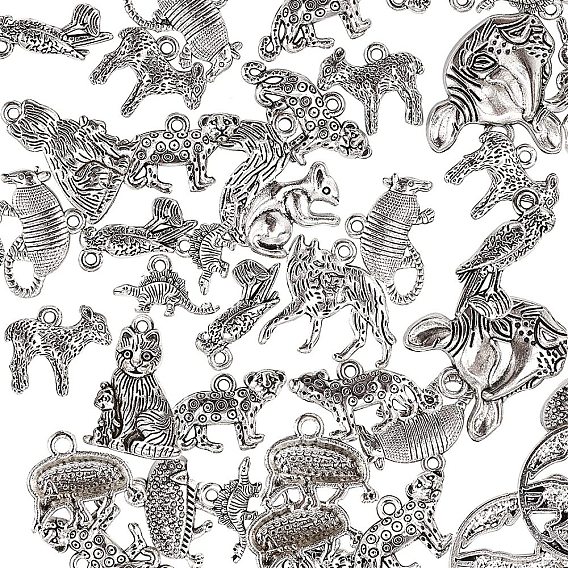 Tibetan Style Alloy Pendants, Mixed Shapes, Animals