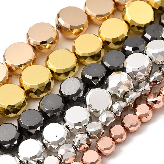 Стеклянные бусины с гальваническим покрытием , барабан, граненые