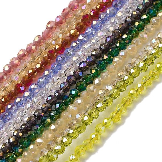 Прозрачные стеклянные бусины гальваническим пряди, круглые бусины нити граненые