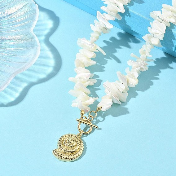 Летний пляжный латунный кулон в форме ракушки, бусы из натуральных кусочков раковины трохида для женщин, белые