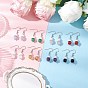 Natural Gemstone Dangle Earrings, with ABS Plastic Imitation Pearl & Tibetan Style Bead Caps & 304 Stainless Steel Earring Hooks, Antique Silver & Platinum
