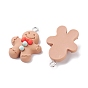 Opaque Resin Pendants, with Platinum Tone Iron Loops, Christmas Theme, Gingerbread Man