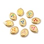 Rack Plating Brass Enamel Locket Pendants, Cadmium Free & Lead Free & Nickle Free, Long-Lasting Plated, Golden, Oval with Heart