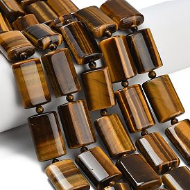 Природных тигровый глаз бисер нитей, прямоугольные, с бисером