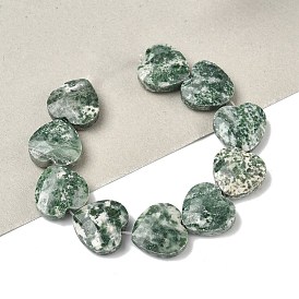 Натуральные зеленые пятна яшмовых нитей, граненые, сердце