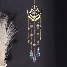 Glass Pendant Decorations, with Metal Sun/Eye, Suncatchers, Bullet Prism for Chandelier Ceiling