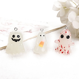 Halloween Luminous Resin Pendants, Glow in the Dark Ghost Charms