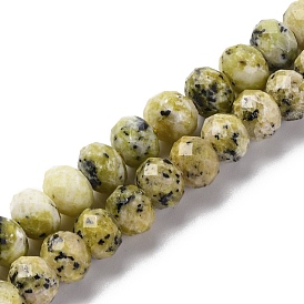 Natural Yellow Turquoise(Jasper) Beads Strands, Faceted, Rondelle