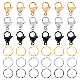 30шт 304 застежки-карабины из нержавеющей стали, с 30 соединительными кольцами