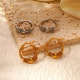 304 серьги-кольца из нержавеющей стали с круглыми бусинами