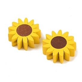 Spray Painted Wood Beads, Sunflower Bead