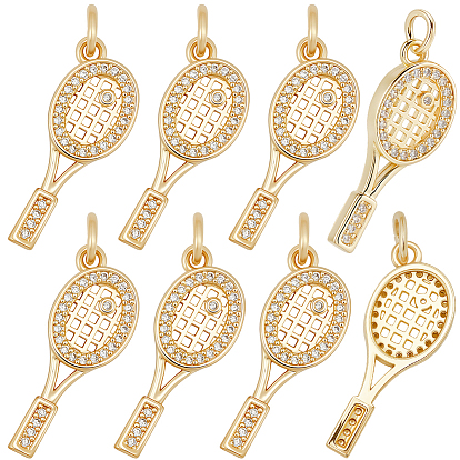9 кулоны из латуни с прозрачным кубическим цирконием, без кадмия, без никеля и без свинца, с целью перехода в кольце, прелести теннисной ракетки