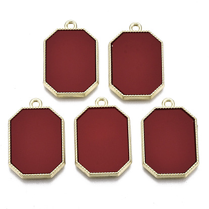 Pendentifs acryliques, avec les supports de l'alliage, sans cadmium et sans nickel et sans plomb, rectangle octogone