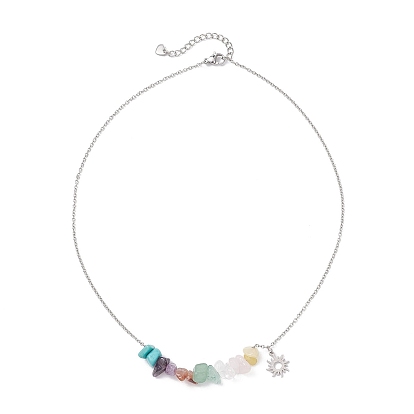 Кулон с бусинами из драгоценных камней чакры 304 ожерелья из нержавеющей стали с цепочкой