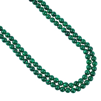 Perles synthétiques malachite brins, teint, ronde