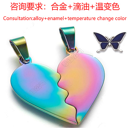 Pendentifs en alliage, avec l'émail, changement de couleur de température, cœur