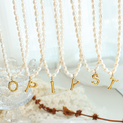 Minimalist Personalized Freshwater Pearl Letter Necklace for Women