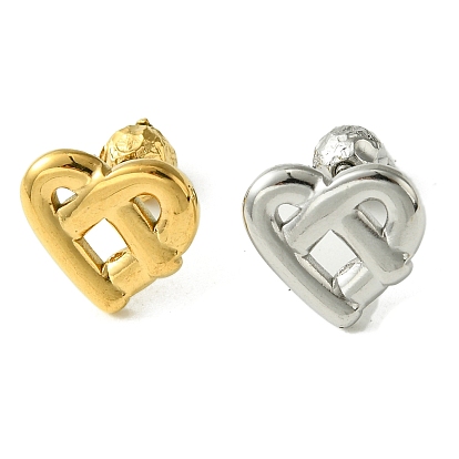 Ion Plating(IP) 304 Stainless Steel Ear Studs, Heart