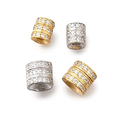 925 бусины из стерлингового серебра с микропаве, прозрачные бусины из кубического циркония, колонка