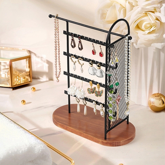 Железные многоуровневые стеллажи для ювелирных изделий, с дерева базы, для сережек, , Браслеты