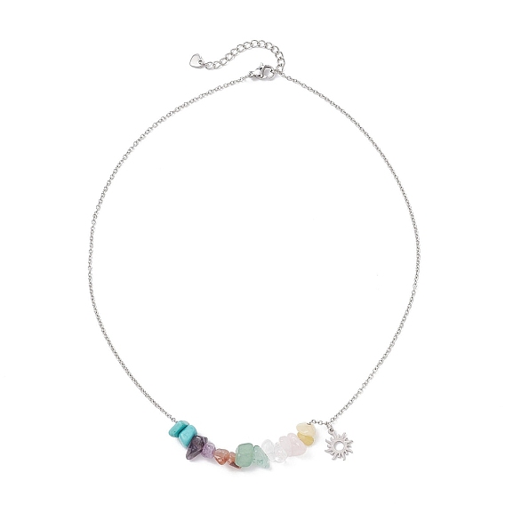 Кулон с бусинами из драгоценных камней чакры 304 ожерелья из нержавеющей стали с цепочкой