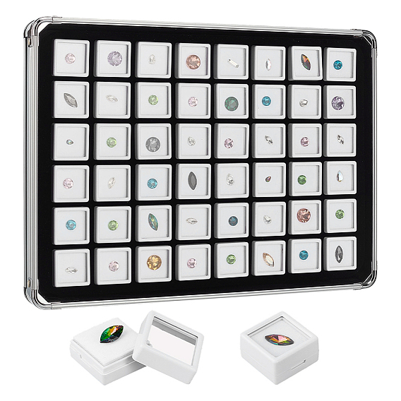 48 решетки алюминиевые коробки, с квадратным пластиковым контейнером для бусин, прямоугольные