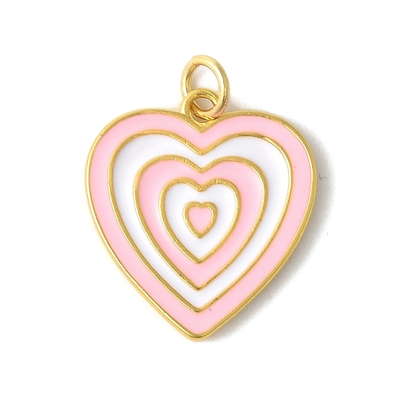 Латунь эмаль подвески, шарма сердца, с целью перехода в кольце, реальный 14 k позолоченный