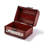 Vintage Wooden Jewelry Box, Pu Leather Decorative Treasure Chest Boxes, with Carry Handle and Latch, Rectangle