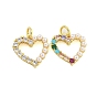 Подвески в форме сердца с латунным микропаве и кубическим цирконием, со стеклянным жемчугом, без кадмия и без свинца, долговечный