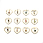 201 Stainless Steel Pendants, with Rhinestone, Heart with Flat Round