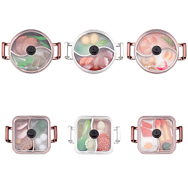 6Pcs 6 Style Mini PVC Plastic Two Tastes Hotpot, Dollhouse Accessories, Pretending Decorations, Photography Props, Sqaure & Round