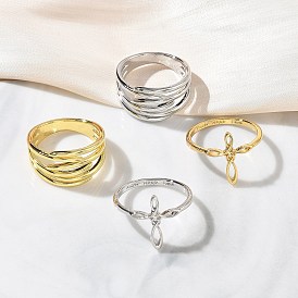 Латунные кольца на палец для женщин, крест/бечёвка