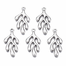 Tibetan Style Alloy Pendants, Cadmium Free & Nickel Free & Lead Free, Leaf