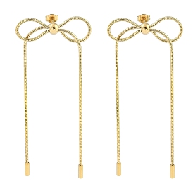 Ионное покрытие (ip) 304 серьги-гвоздики из нержавеющей стали, бантом